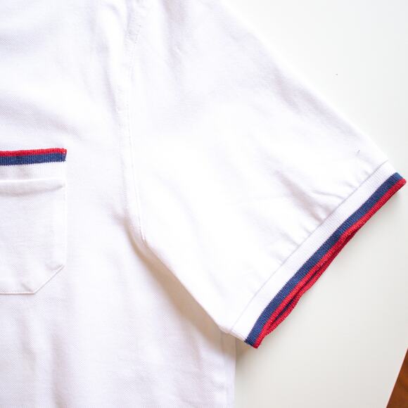 PINK Jerome Pink Red and Blue Striped White Polo Shirt Size Large - Picture 6 of 8